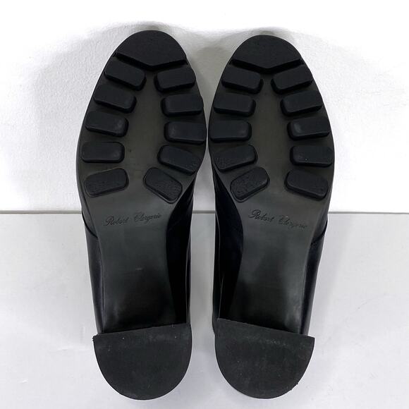 Robert Clergerie Black Leather Lace Block Heel Booties Womens 9.5 Chunky Sole - Picture 2 of 11